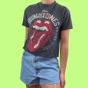 Grey 90s The Rolling Stones short sleeve crop top